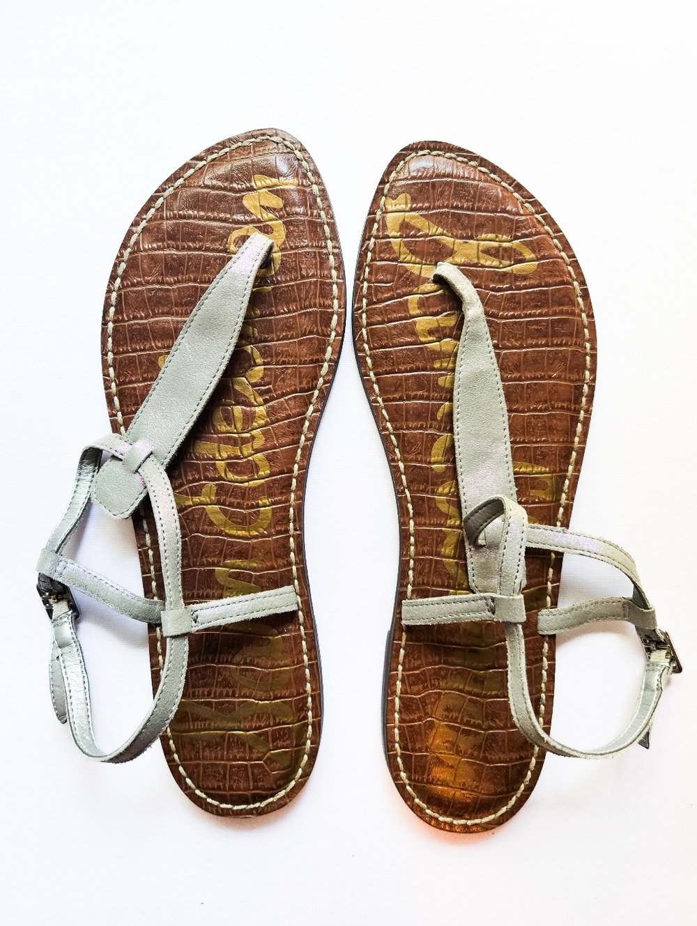 NIB Sam Edelman Gigi Iridescent Silver Sandals